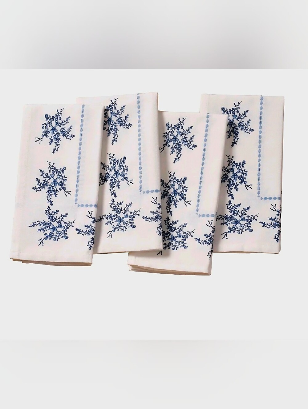 2 sets of 4 New my Texas House Blue White Floral Cotton Cloth Napkins 20 x 20" - Picture 7 of 9